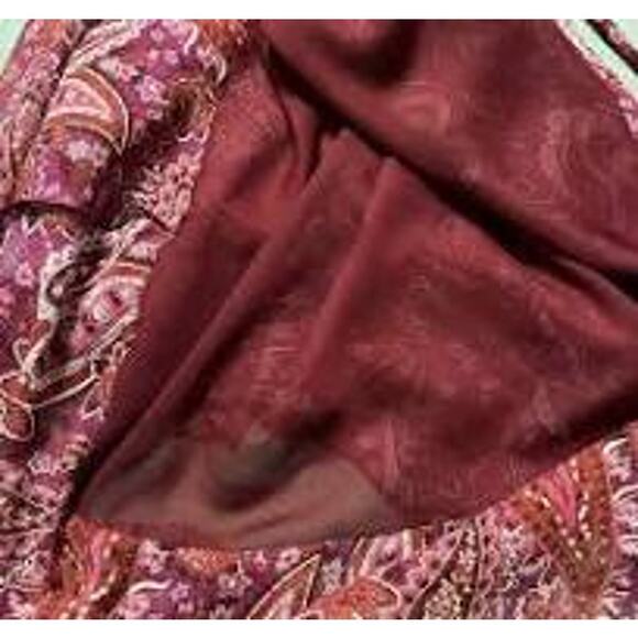 Sundance 100% Silk Maroon Paisley Ruffle Flutter Tier Maxi Dress Size 2 - Picture 6 of 7